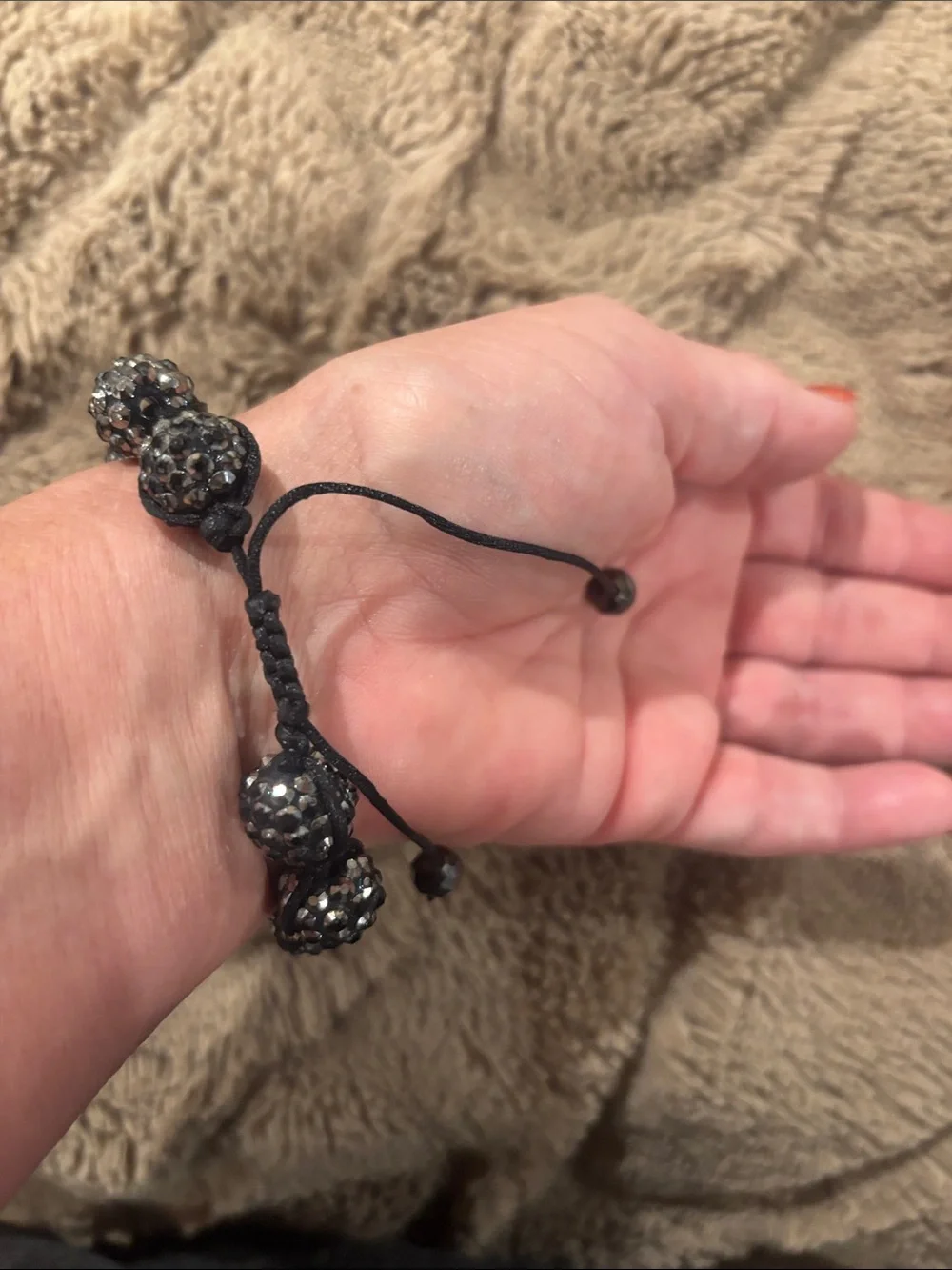 Adjustable Black Crystal Bead Bracelet